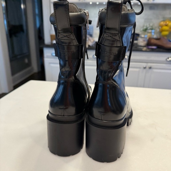 ALLSAINTS INDIGO Lace Up High Heel Combat Boots BLACK PATENT LEATHER US 8 EU 38 - Picture 7 of 15
